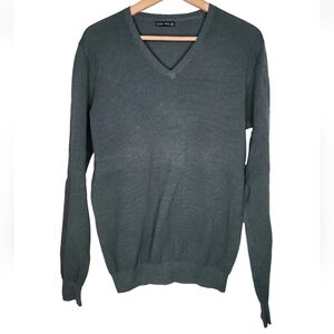 Altairega Men V-Neck Long Sleeve Sweater in Green Size M